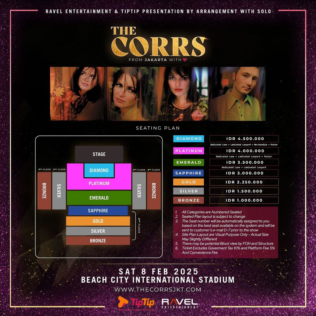 Prices for The Corrs Concert Tickets in Jakarta 2025, When Will They Go On Sale