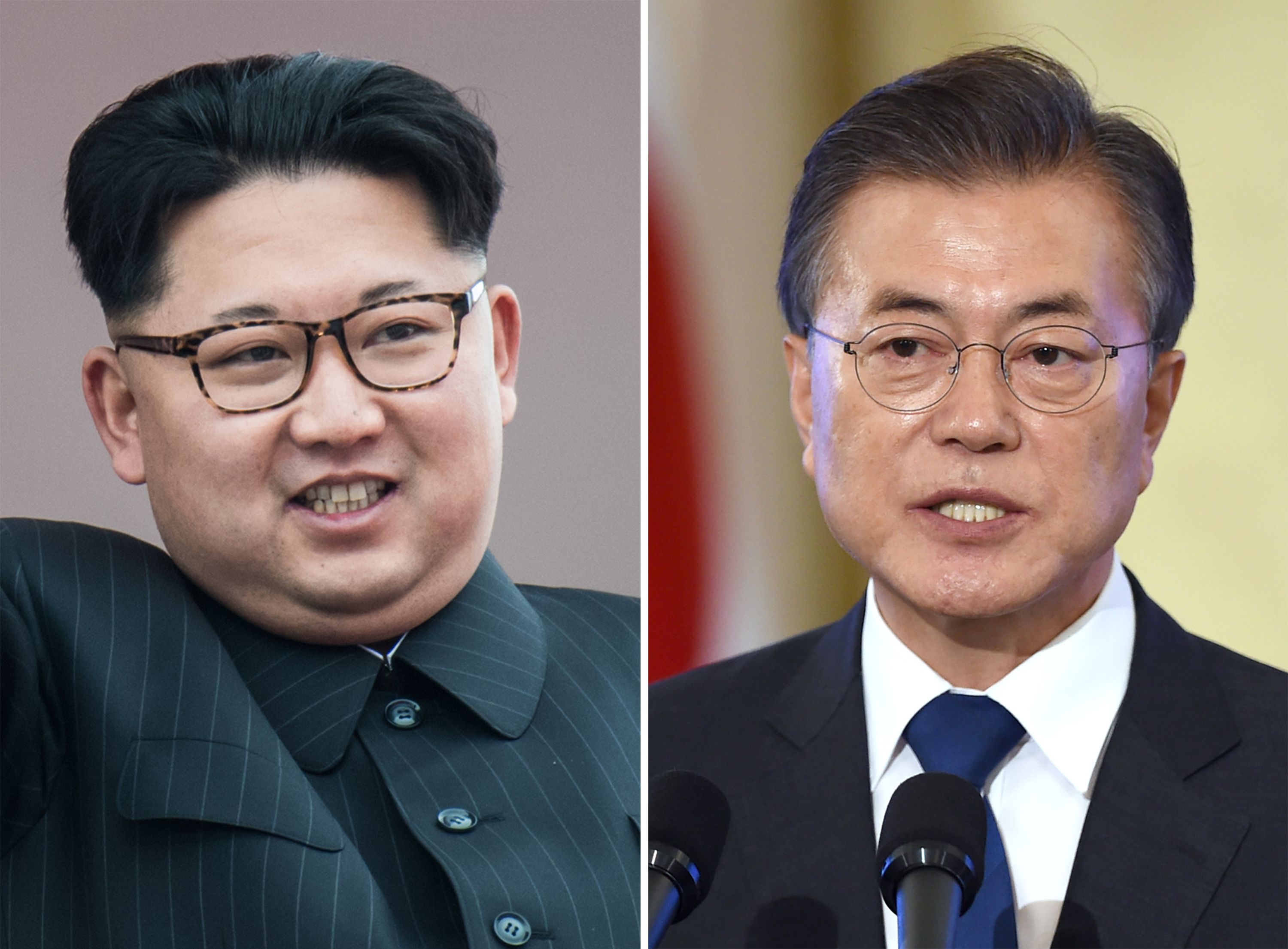 Kim Jong-un (kiri) dan Moon Jae-in (kanan)