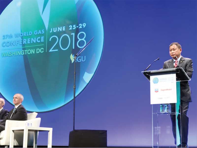 Menteri Energi dan Sumber Daya Mineral Ignasius Jonan menjadi salah satu pembicara di 27th World Gas Conference di Washington DC, Amerika Serikat, Rabu (27/6/2018).