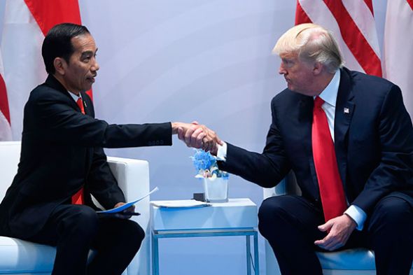 Presiden Jokowi dan Presiden Trump di Jerman, Juli 2017.