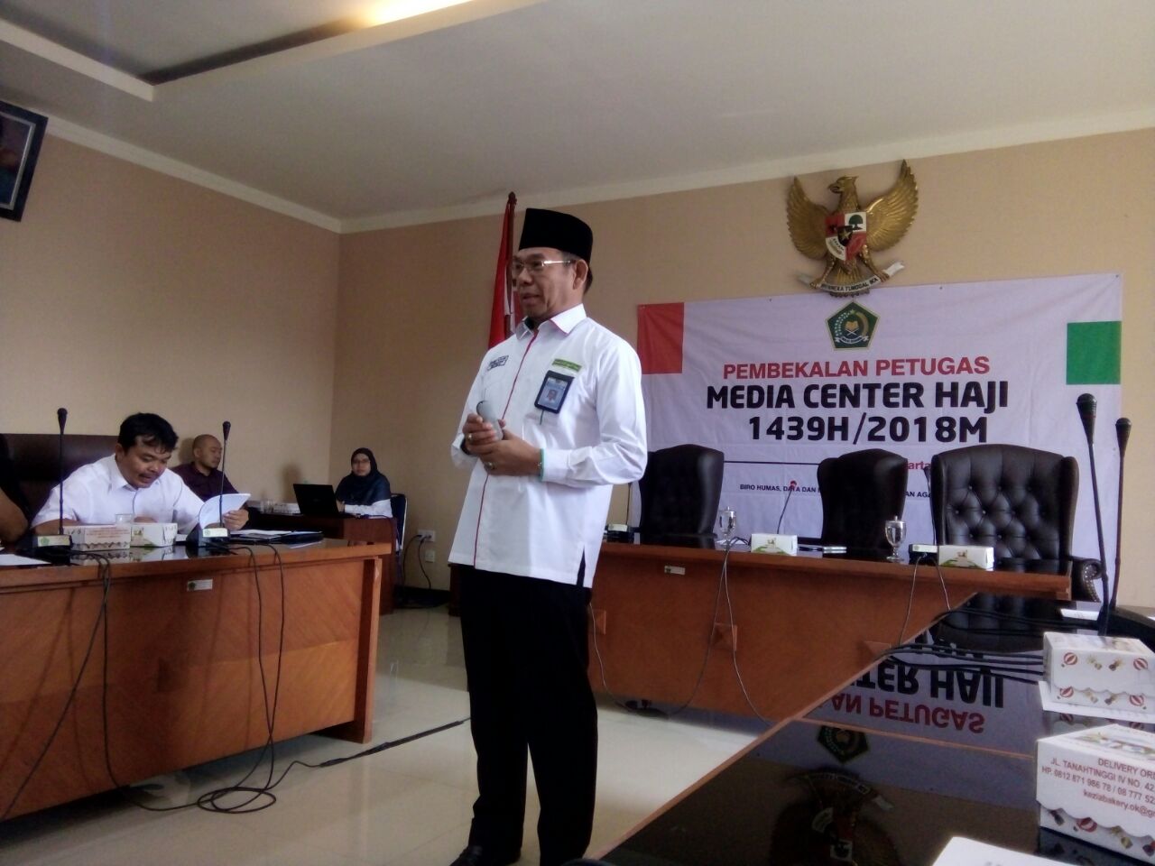 Direktur Bina Haji Direktorat Jenderal Penyelenggaran Haji dan Umrah, Kementerian Agama, Khoirizi H. Dasir saat memberikan pembekalan.