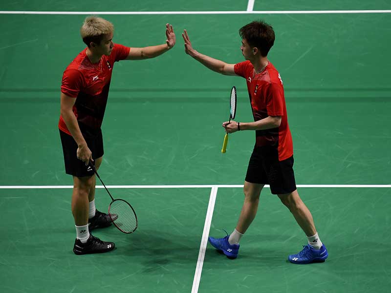 Pebulutangkis ganda putra Indonesia Kevin Sanjaya/Marcus Gideon