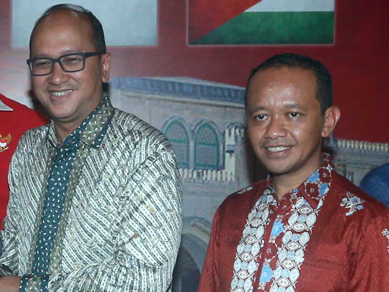 Ketua Umum Kadin Rosan P Roslani (kiri  dan Ketua Hipmi Bahlil Lahadalia