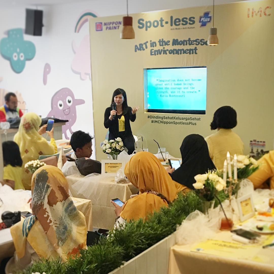 Sesi temu wicara Art in the Montessori Environment yang digelar Nippon Spot-Less Plus di Jakarta, Minggu (9/9).