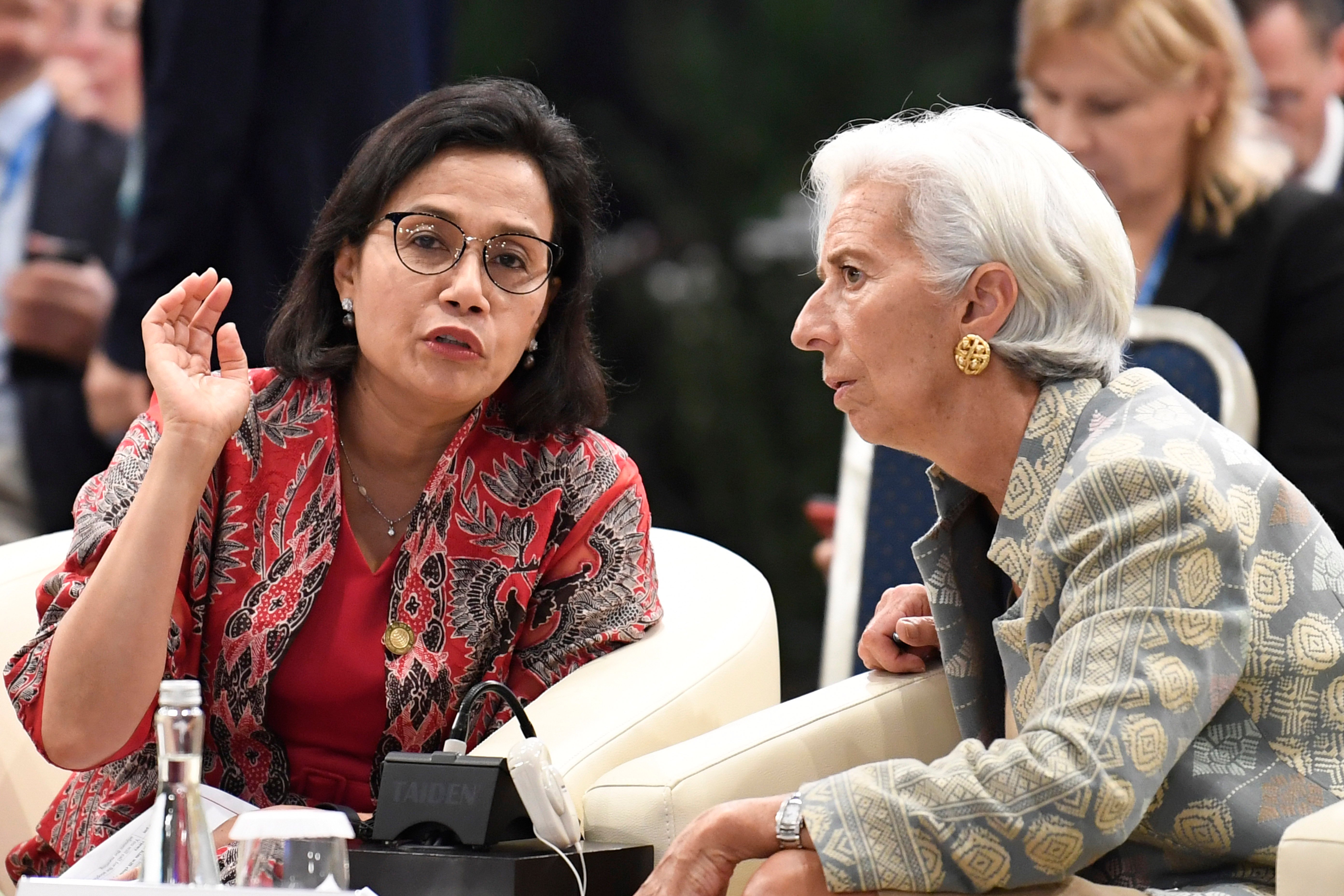 Menkeu RI Sri Mulyani dan Direktur Pelaksana IMF Christine Lagarde.