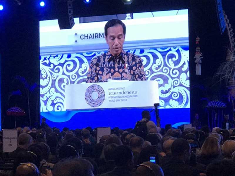Presiden Jokowi berterima kasih atas atas nama NTB dan Sulteng di acara Plenary Session Annual Meeting IMF-WB 2018.