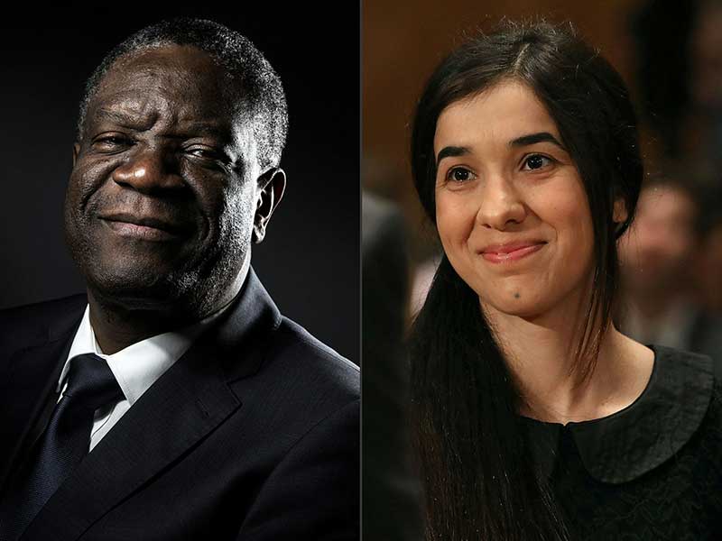 Denis Mukwe­ge (kiri) dan Nadia Murad