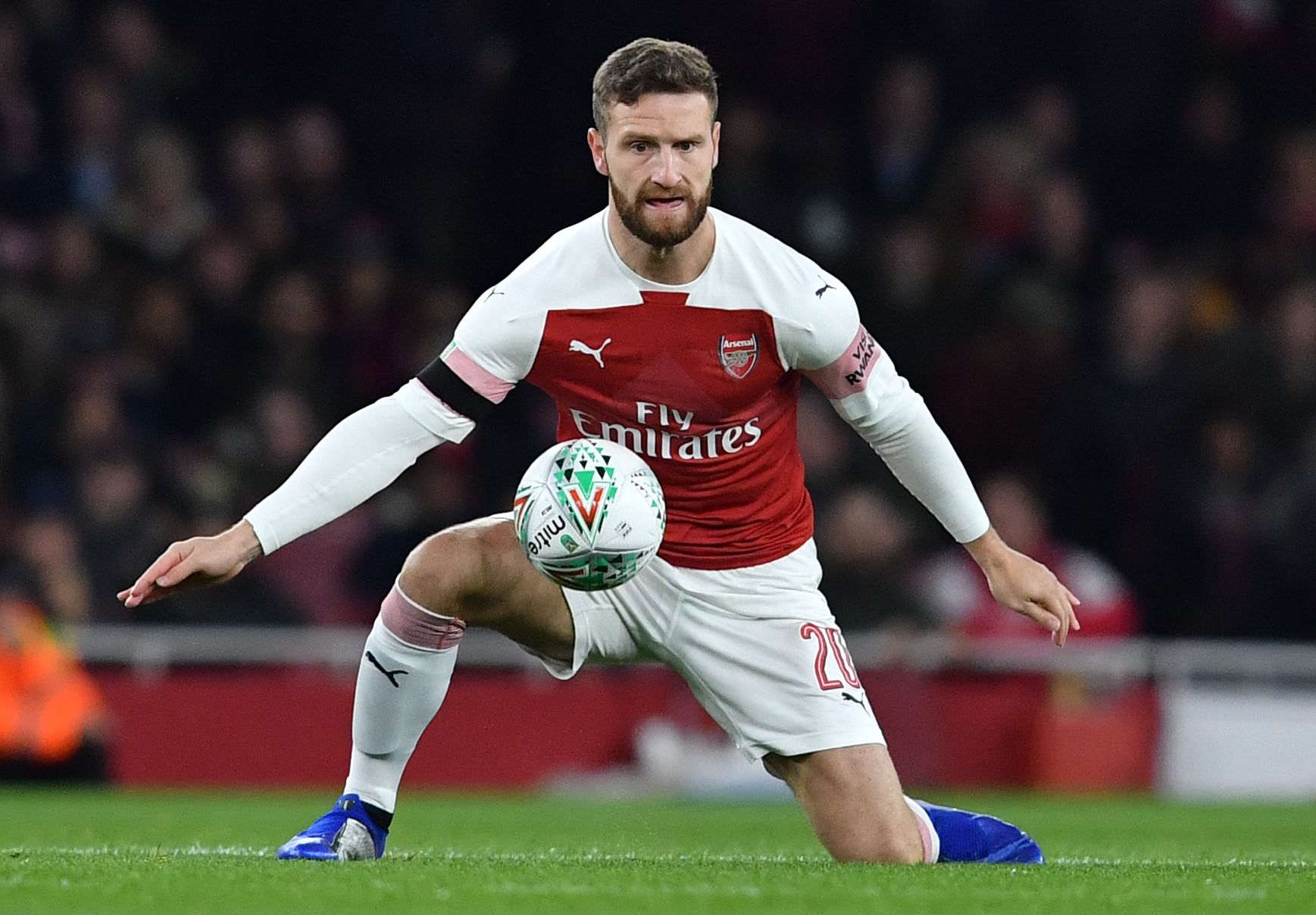 Pemain belakang Arsenal Shkodran Mustafi 