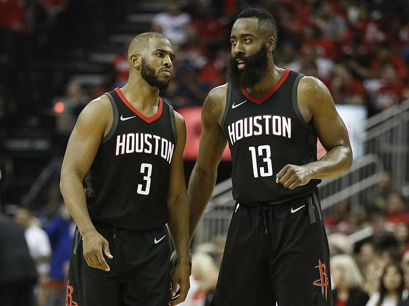 JAMES Harden (kanan) dan Chris Paul  