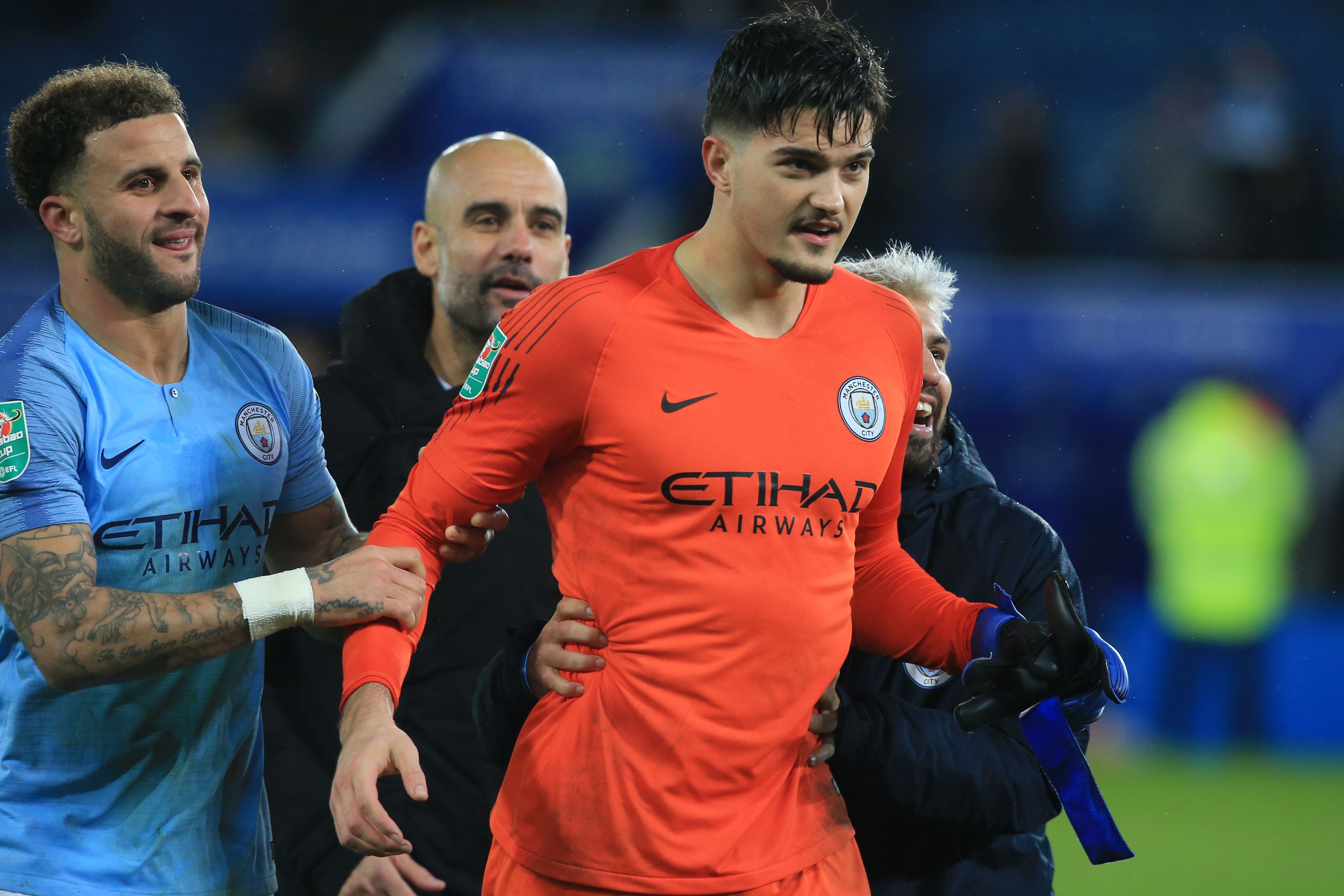 Penjaga gawang Manchester City Arijanit Muric