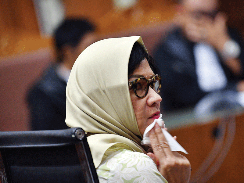 Terdakwa selaku mantan Direktur Utama PT Pertamina (persero) Karen Agustiawan menjalani sidang pembacaan eksepsi kasus dugaan korupsi investasi perusahaan di Blok Basker Manta Gummy (BMG) Australia Tahun 2009 di Pengadilan Tipikor, Jakarta Pusat, kemarin.