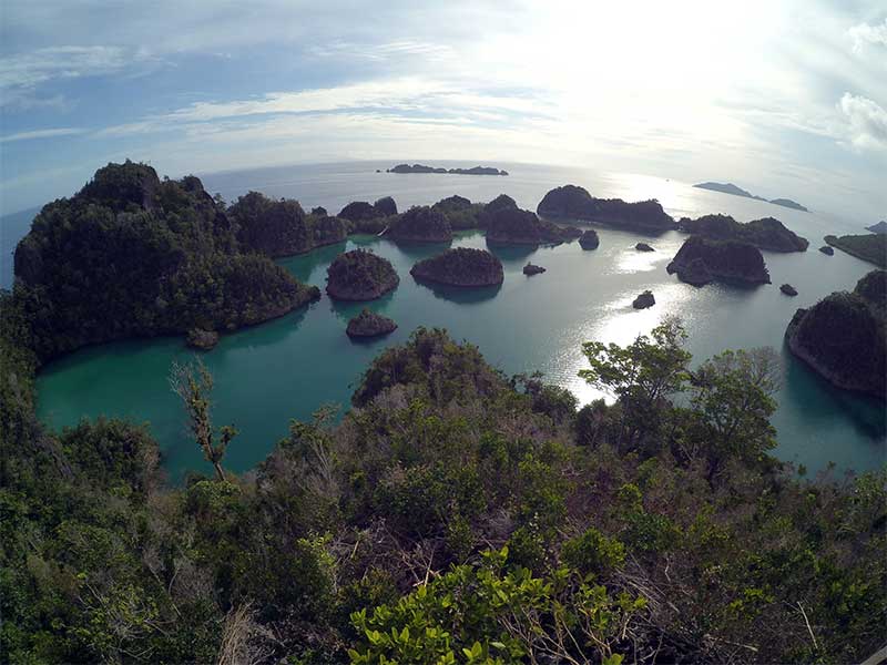 Wisatawan memotret kawasan wisata Pianemo di Raja Ampat, Papua Barat, Sabtu (17/1). 