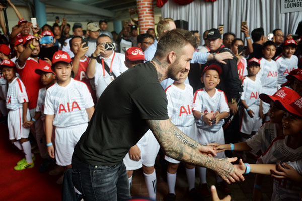  David Beckham mengikuti kegiatan AIA Sepakbola Untuk Negeri