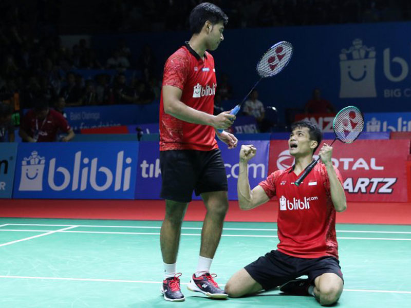 Pasangan ganda putra bulu tangkis Indonesia Ricky Karanda Suwardi/Angga Pratama.