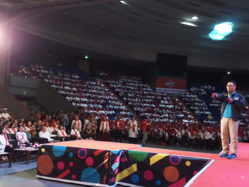 Apel Siaga Pertiwi dan Parade Budaya Nusantara di Sabuga, Bandung, Jawa Barat, Minggu (31/3).