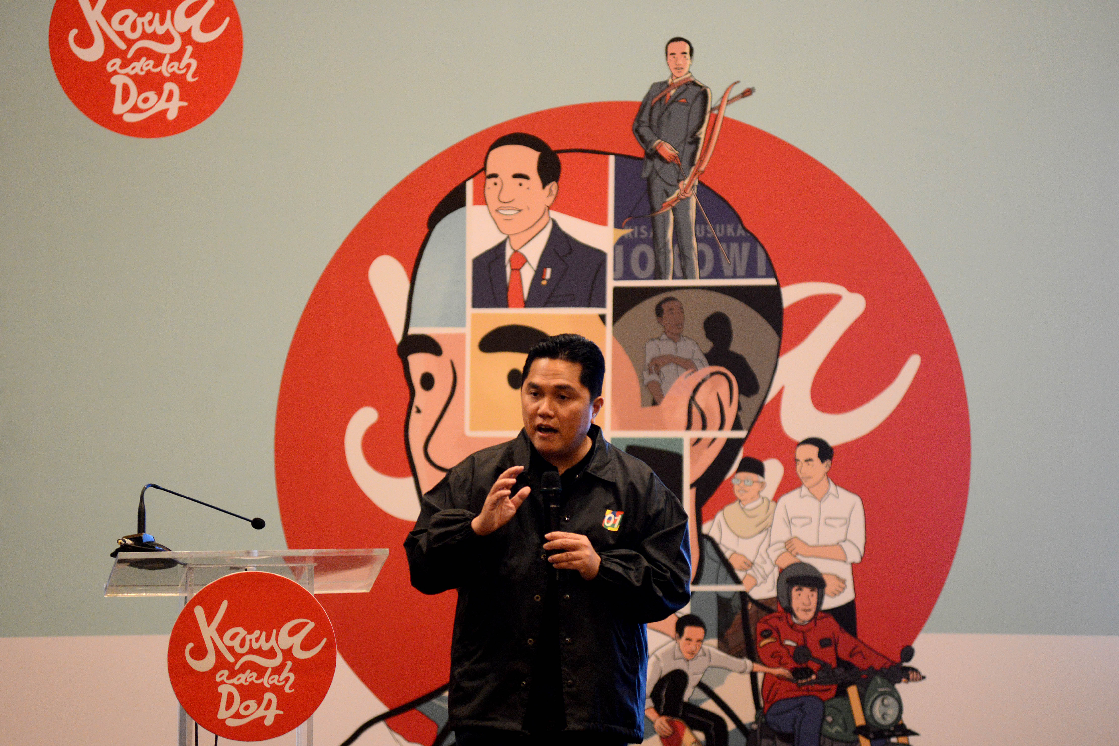 Ketua Tim Kampanye Nasional Jokowi-Ma'ruf Erick Thohir bangkitkan optimisme millenial dalam Talkshow Kado Nusantara di Jakarta, hari ini.