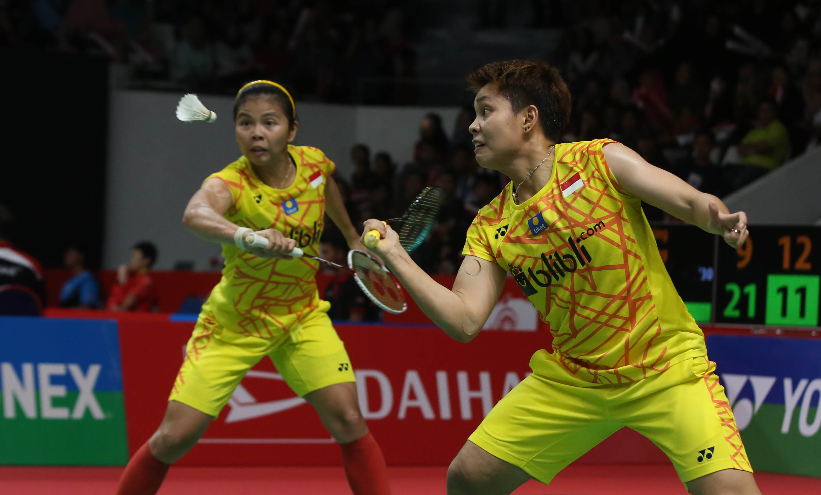 Greysia Polii/Apriyani Rahayu ketika ketika tampil di Indonesia Masters 2019.
