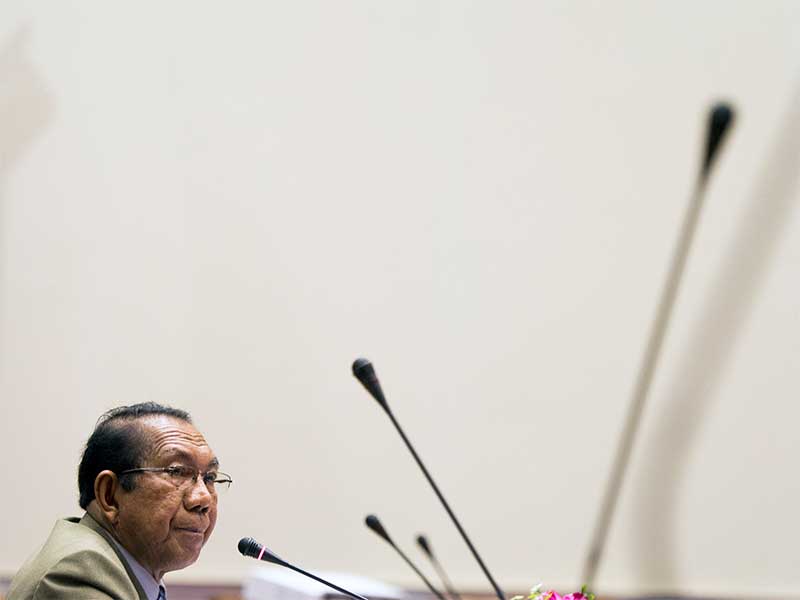 Hakim Agung Wahidin  di Komisi III di gedung DPR, Senayan, Jakarta, Senin (29/6). 