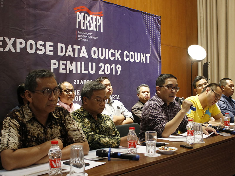 Lembaga survei yang tergabung dalam anggota Persepi menggelar Expose Data Quick Count Pemilu 2019