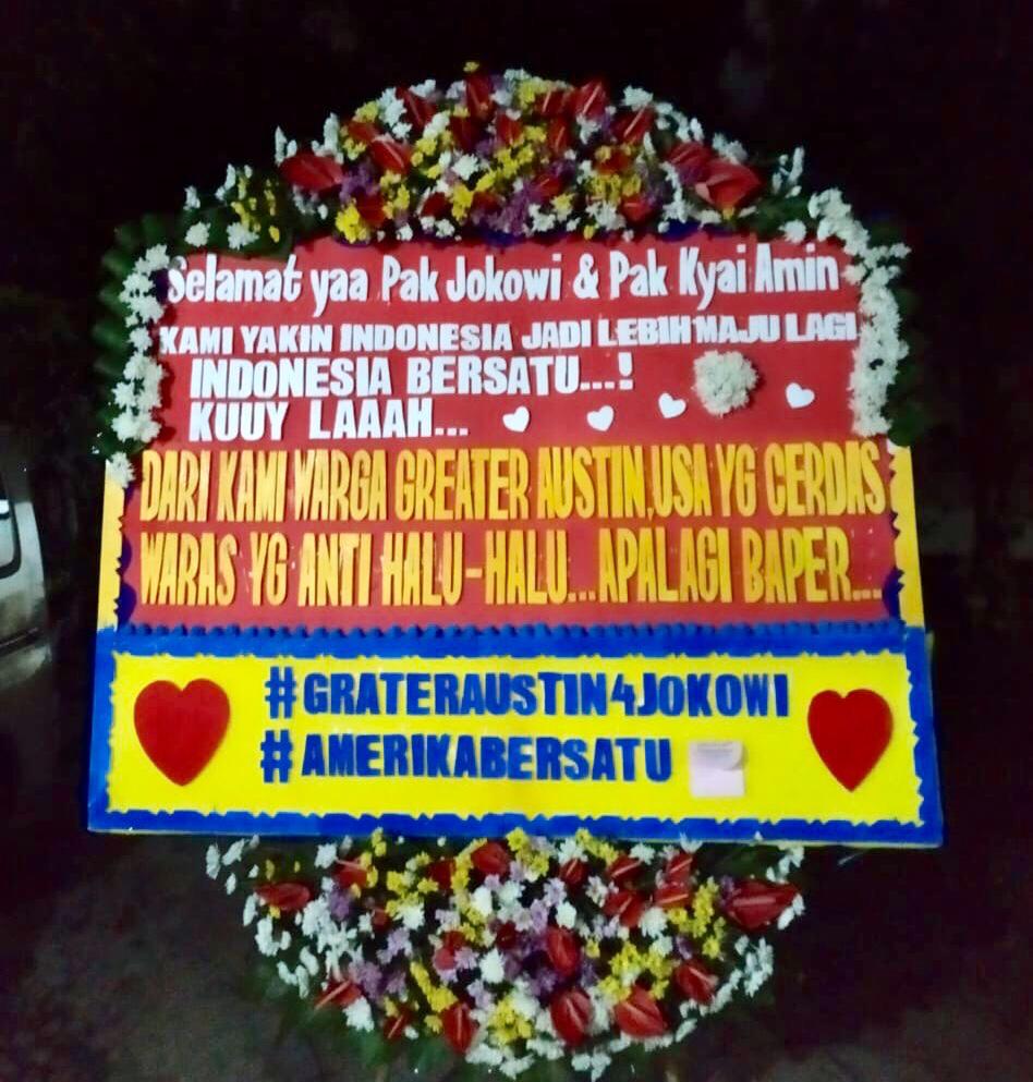 Karangan bunga dukungan untuk pasangan Jokowi-Amin