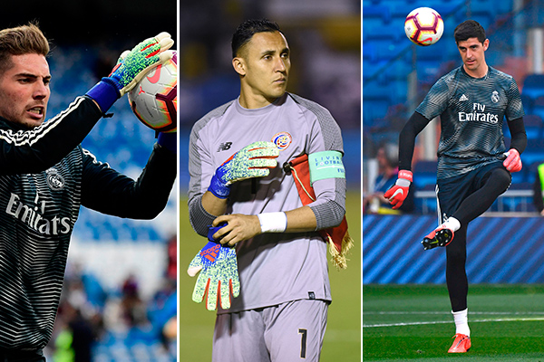(dari kiri) Luca Zidane, Keylor Navas, Thibaut Courtois 