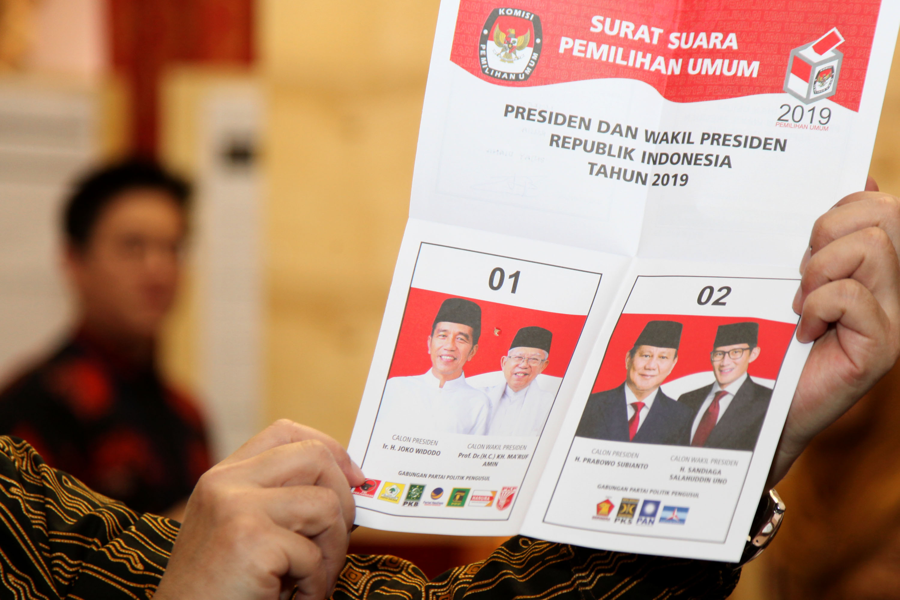 Surat suara pemilihan presiden 2019.