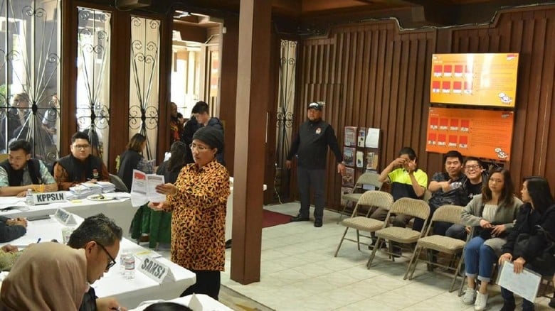 Suasana pencoblosan di TPS San Francisco, AS.