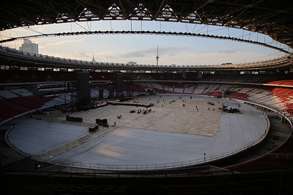 Suasana di dalam GBK, persiapan kampanye akbar Joko Widodo-Ma'ruf Amin