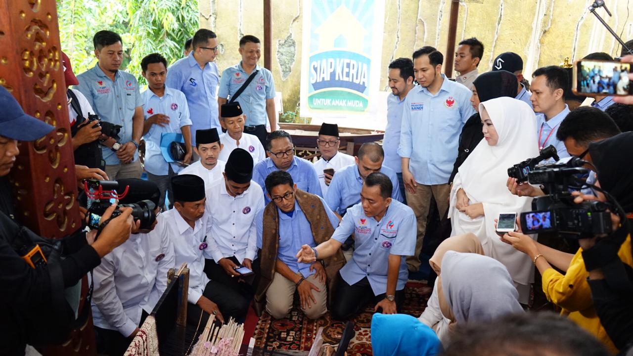  Cawapres Nomor Urut 02 Sandiaga Uno saat berkampanye di Palembang