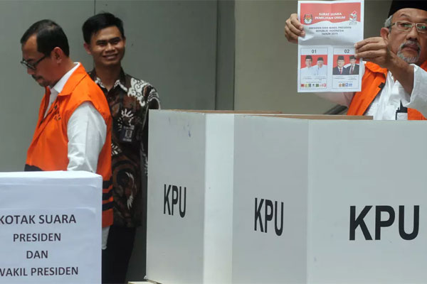 Suasana pencoblosan di Rutan KPK