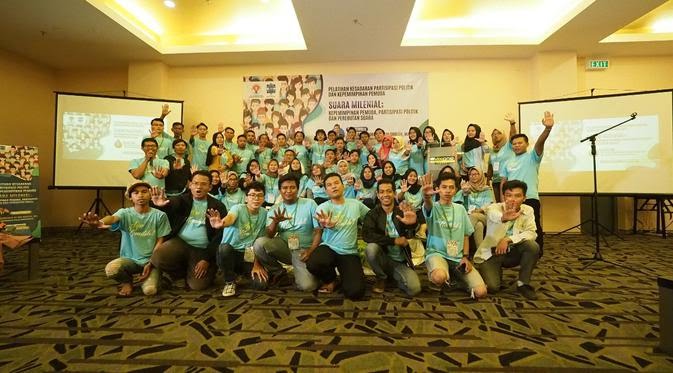 Peserta pelatihan Kesadaran Partisipasi Politik dan Kepemimpinan Pemuda 