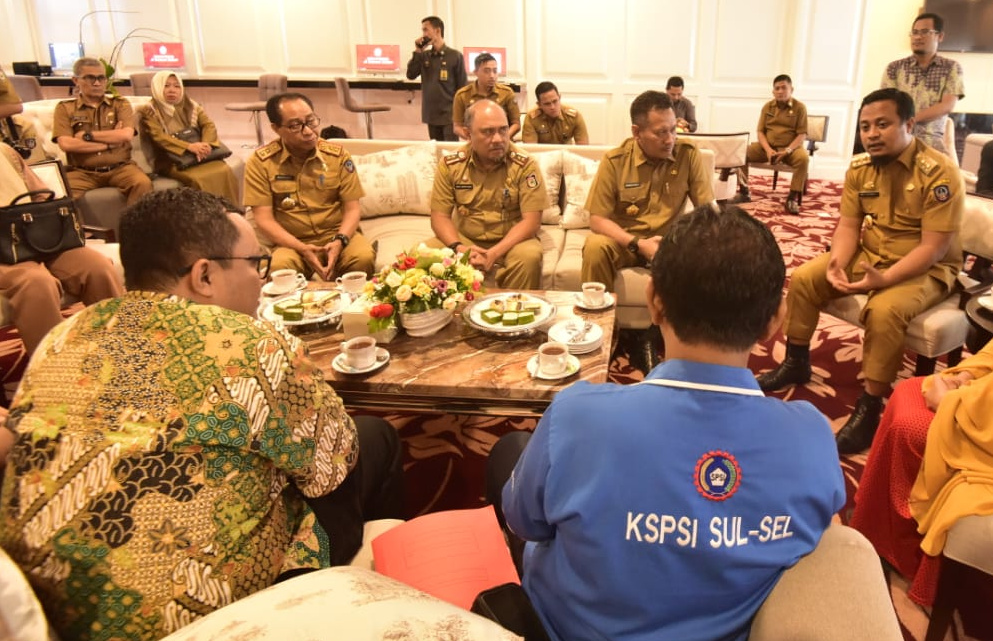Serikat buruh di Sulsel saat bertemu Wagub Sulsel