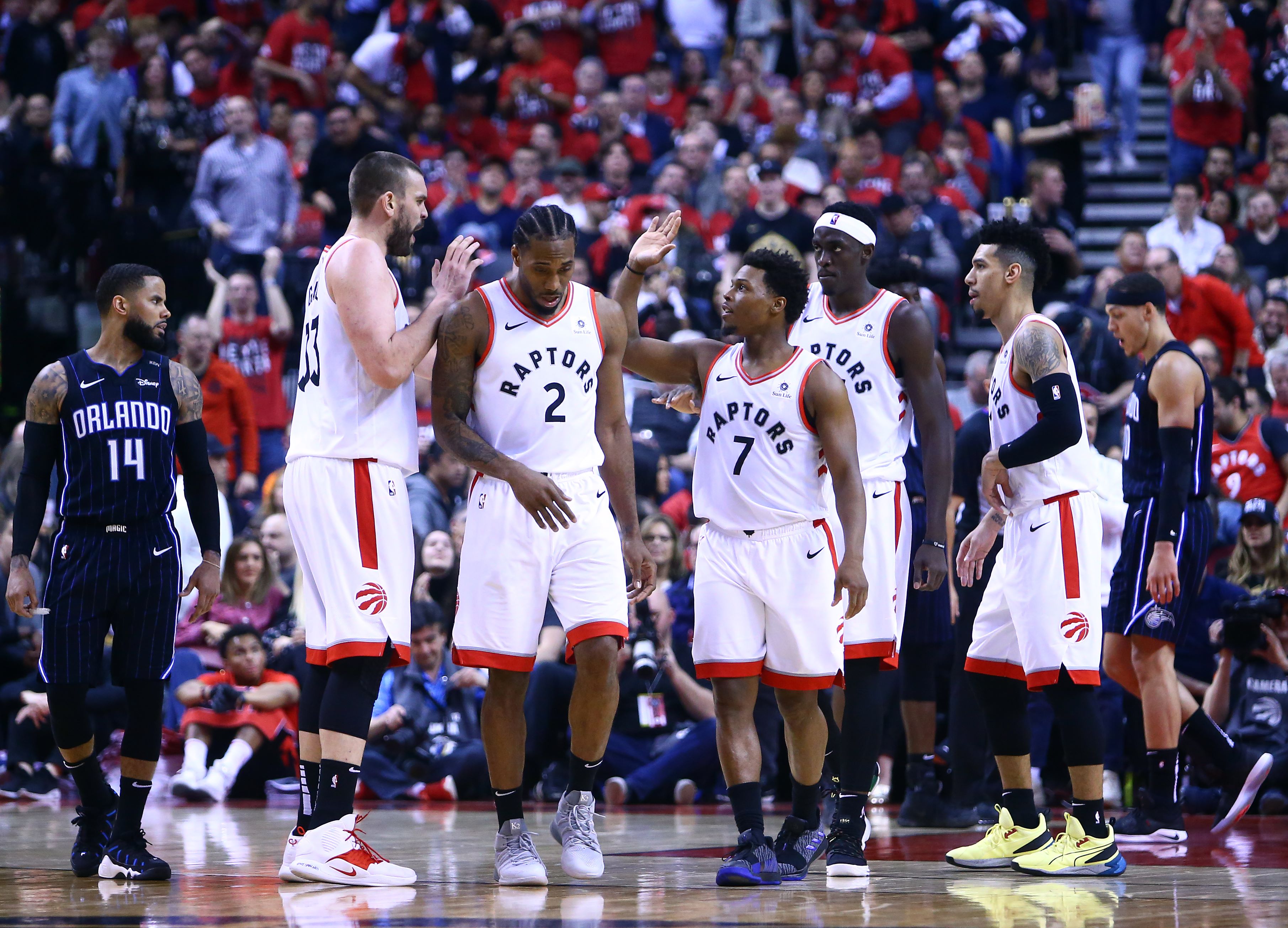 Game Dua babak pertama Playoff NBA 2019 melawan Orlando Magic di Scotiabank Arena pada 16 April 2019 di Toronto