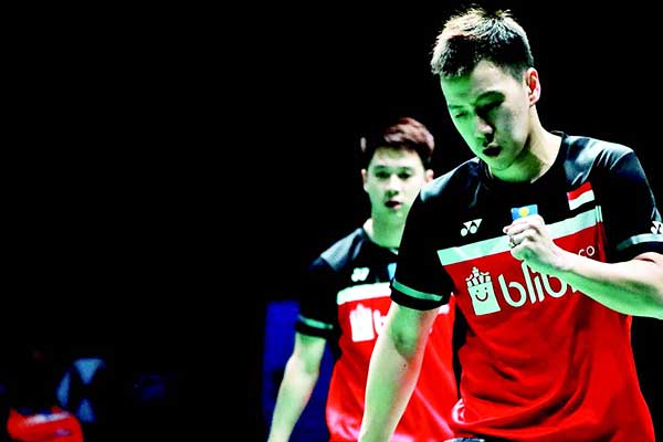 Kevin/Marcus menang dengan dua set langsung 21-13 dan 21-12.