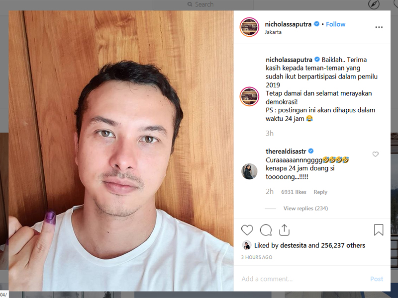 Tepati Janji, Nicholas Saputra Swafoto Usai Nyoblos