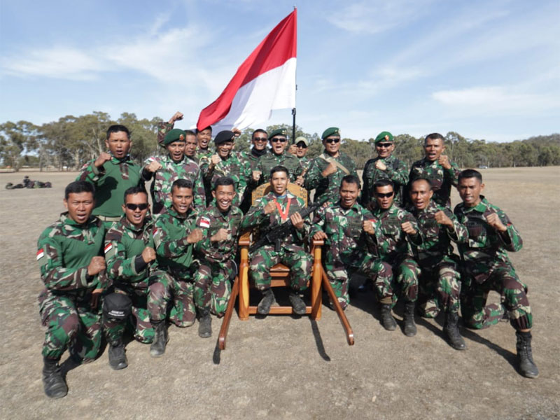 Kontingen Indonesia (TNI AD) keluar sebagai juara umum lomba tembak AASAM 2019 di Australia.