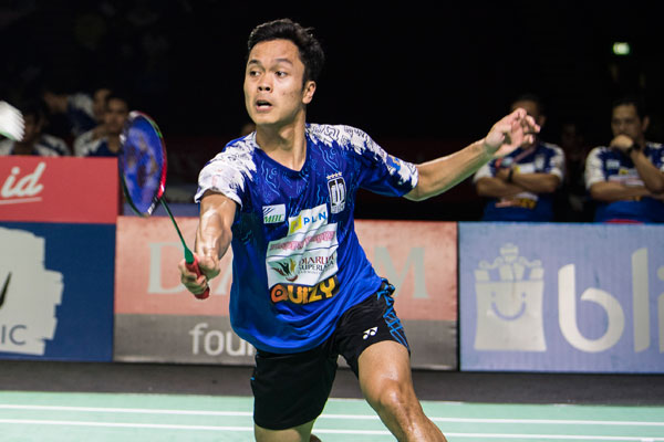PEMAIN tunggal putra Indonesia yang kini menempati rangking 10 dunia, Anthony Sinisuka Ginting,