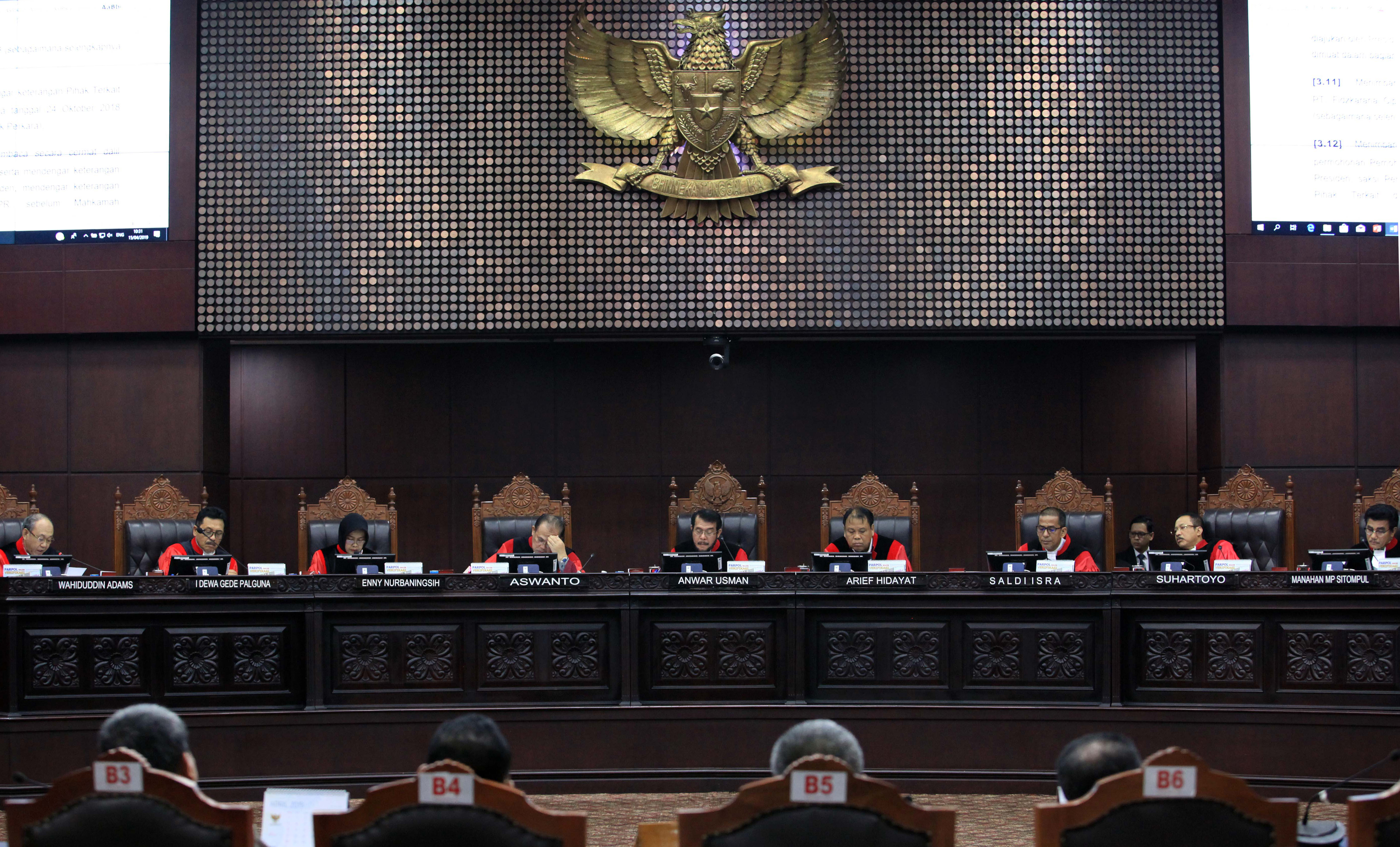 Sidang pengujian Undang-Undang No.7 Tahun 2017 tentang Pemilihan Umum.