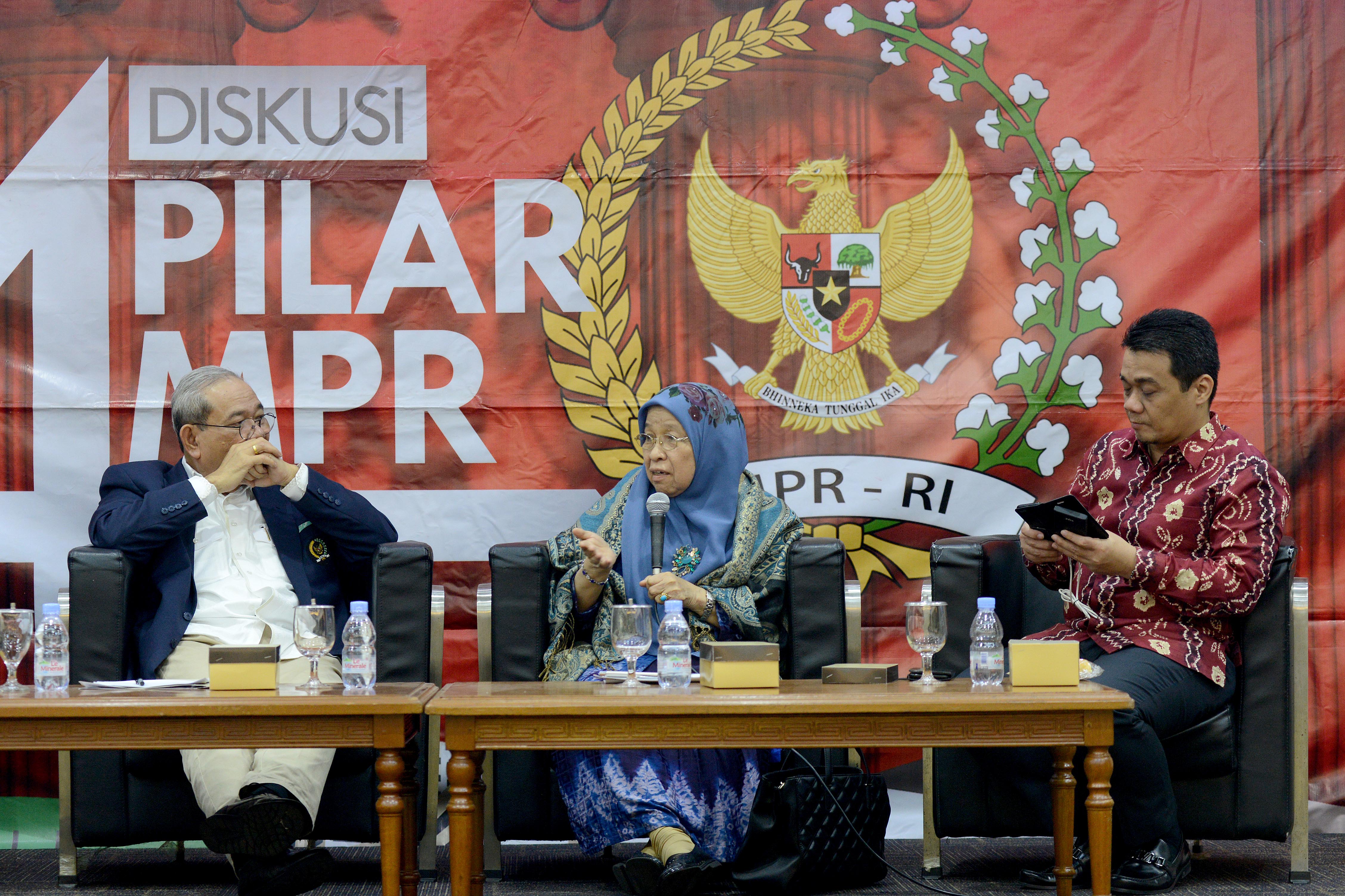 Diskusi 4 pilar MPR Ri yang diselenggarakan di gedung parlemen, Senin (1/4)