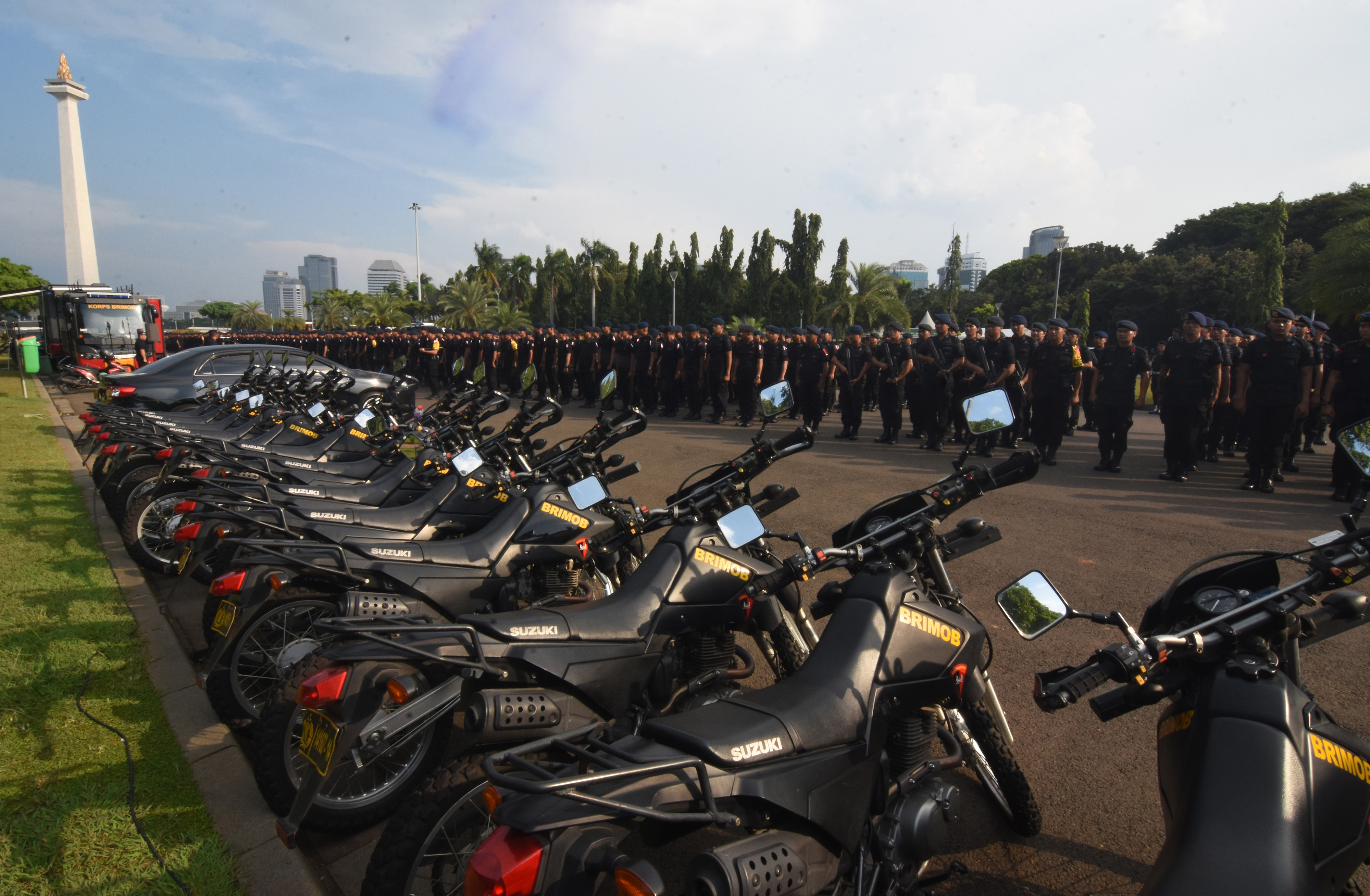 Brimob Polda Lampung diperbantukan di jakarta untuk membantu pengamanan pemilu 2019