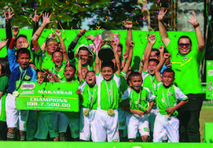 SDN 133 Inpres Talawe Maros tampil sebagai yang terbaik pada turnamen MILO Football Championship Makassar 2019.