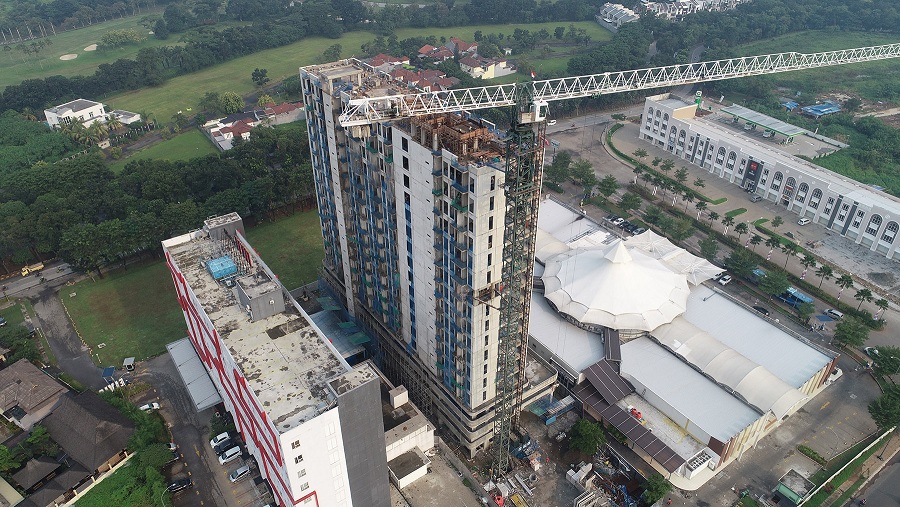Progres konstruksi apartemen Monroe, April 2019