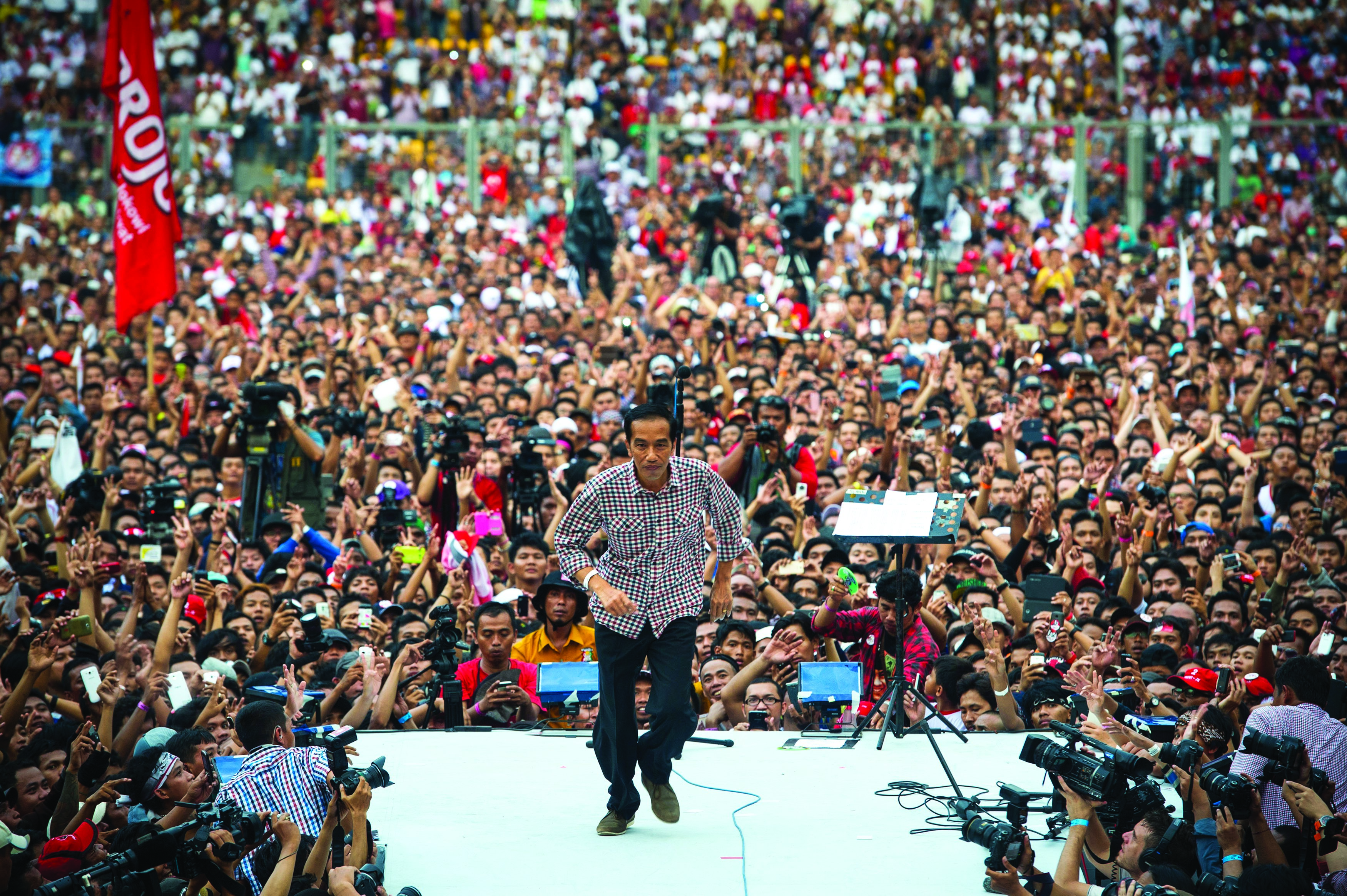 Joko Widodo berkampanye di depan massa pendukung dan simpatisannya pada Pilpres 2014 lalu.