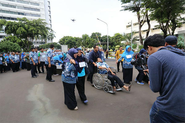Simulasi Gempa Bumi Kuat untuk Gedung Bertingkat di Kantor BMKG Pusat, Jumat (26/4)