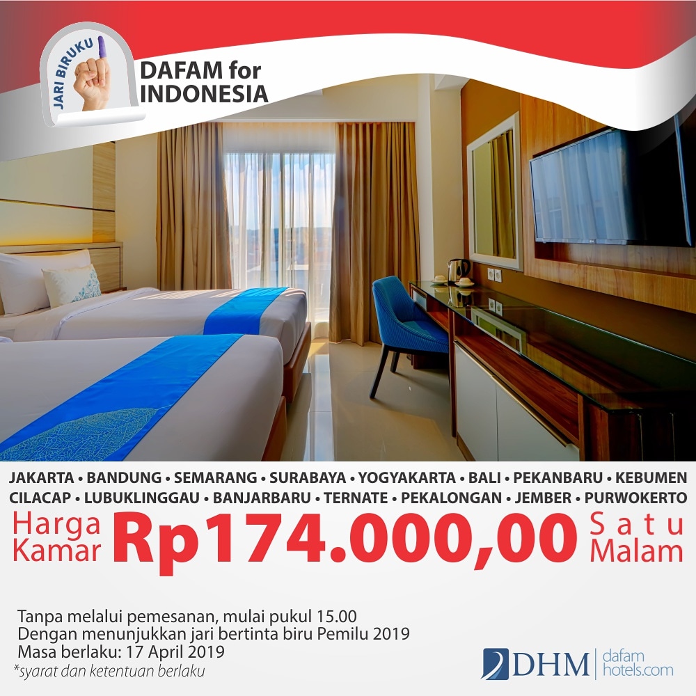 Promosi Dafam Hotel Management dalam rangka Pemilu 2019. 