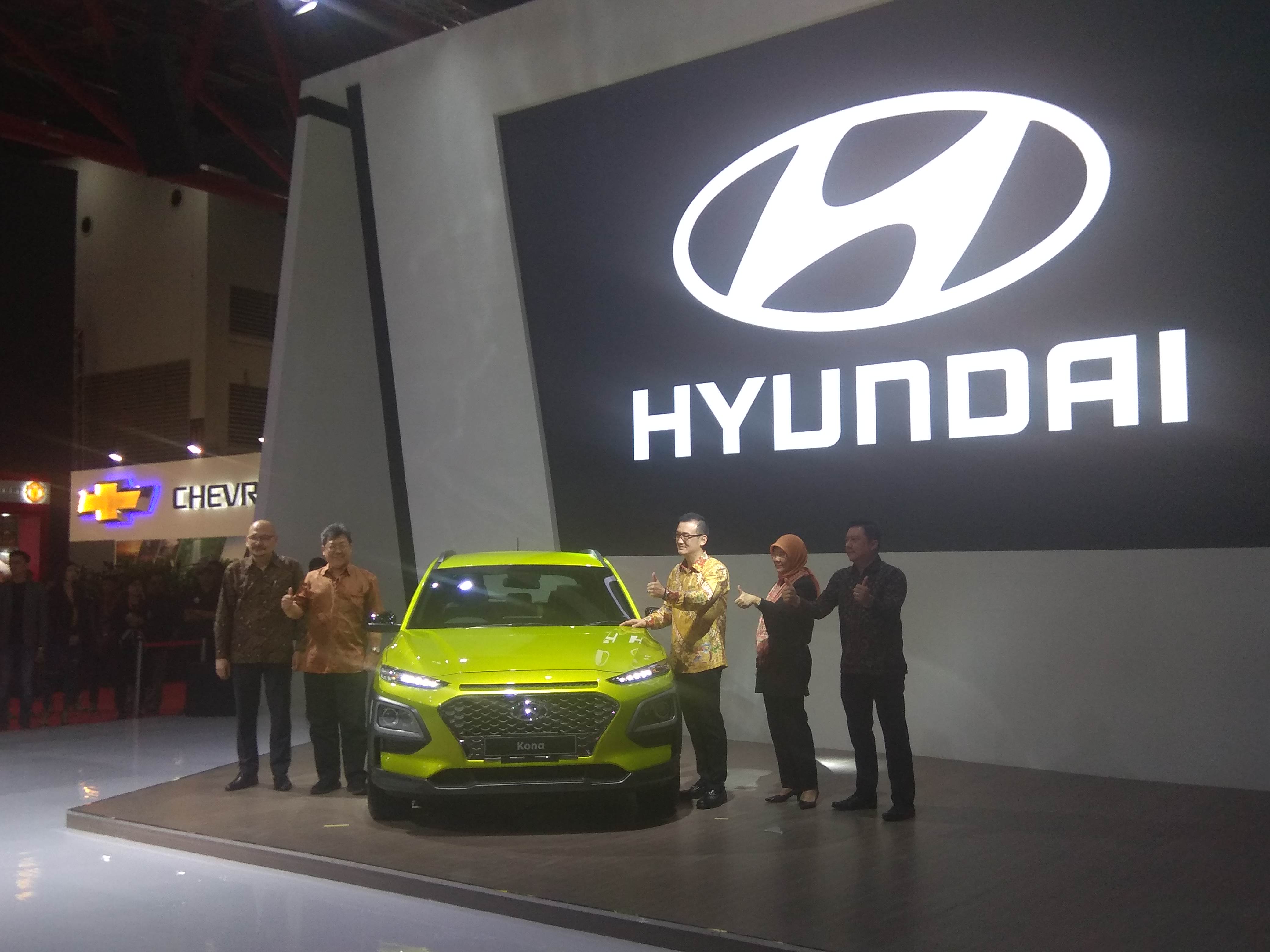 Peluncuran Hyundai Kona di  Indonesia International Motor Show (IIMS) 2019 di Jakarta International Expo, Kemayoran, Jakarta, Kamis (25/4).