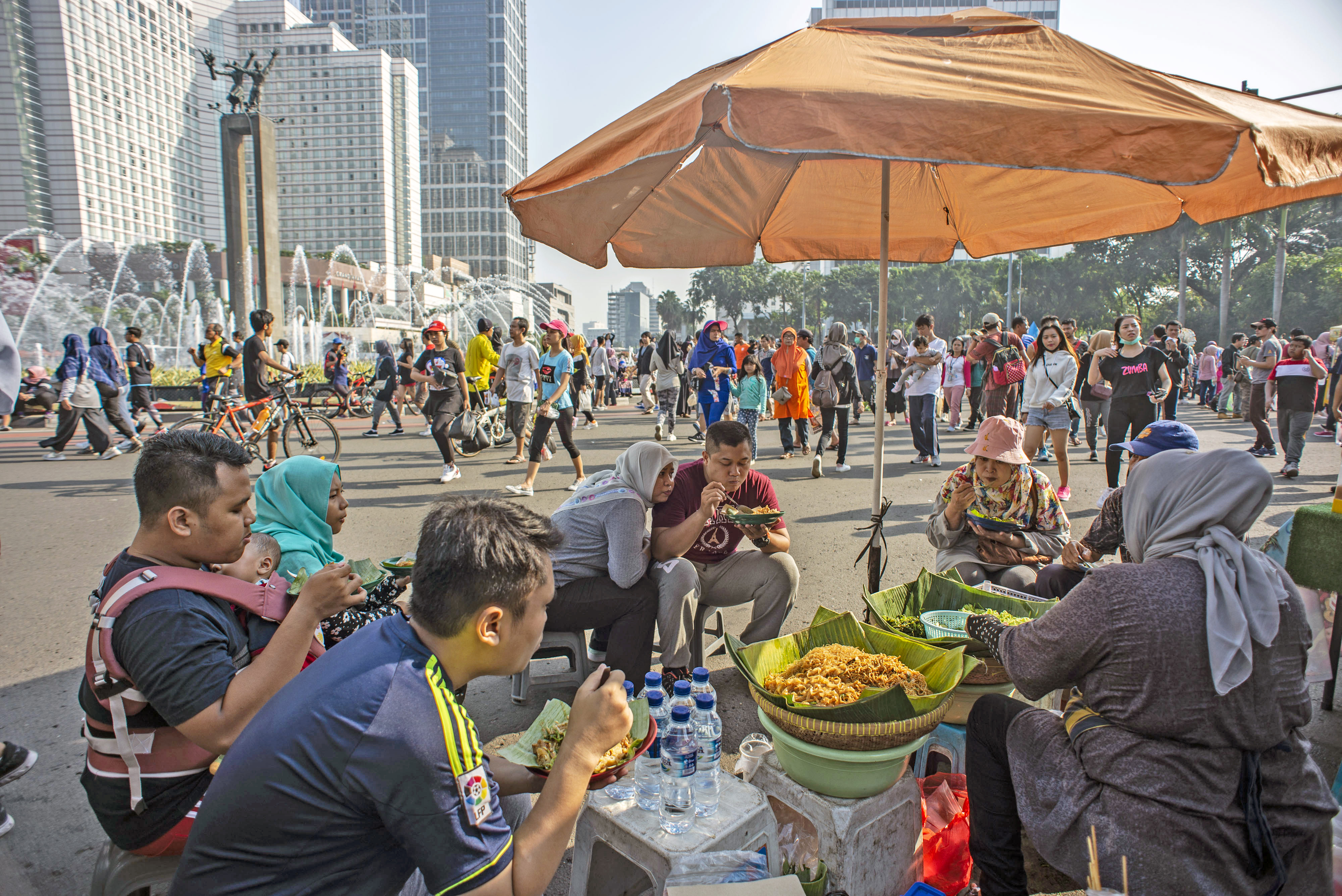 Car free day (CFD) di kawasan Bundaran HI, Jakarta