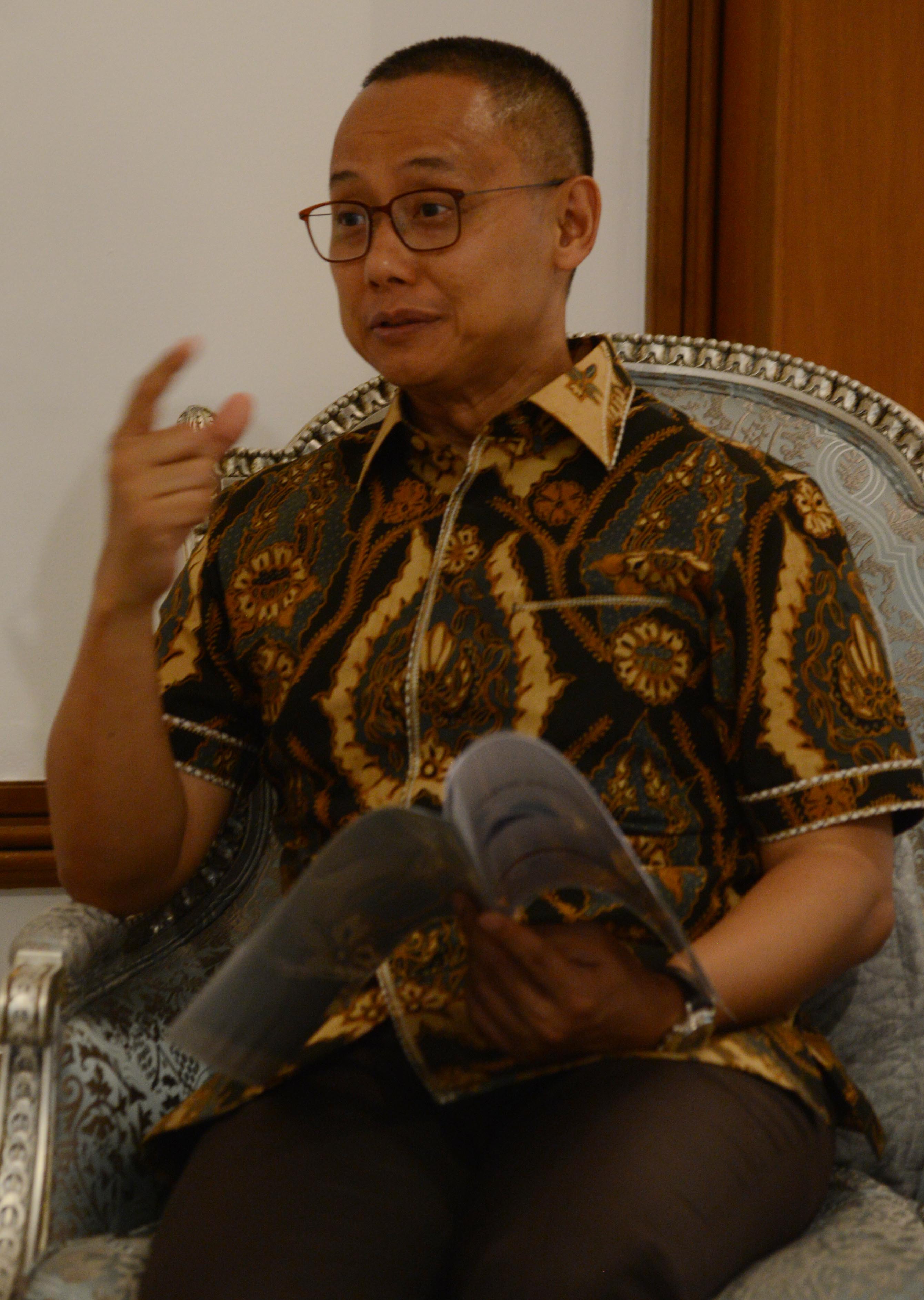 Sekjen Partai Amanat Nasiol (PAN) Eddy Soeparno saat wawancara khusu disela-sela pertemauan silaturahim di Jakarta, Senin (1/9)