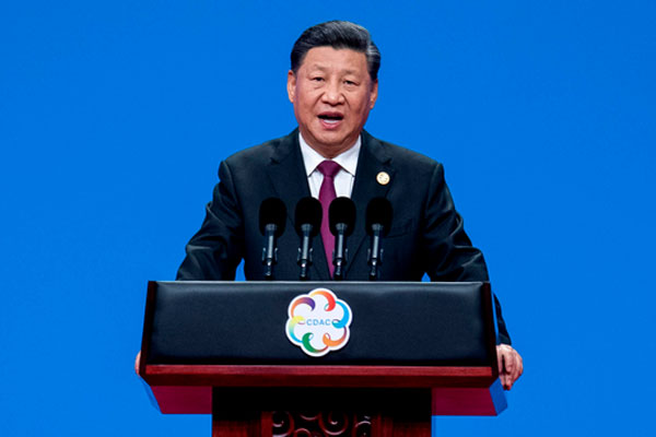 Presiden Cina Xi Jinping menyampaikan pidato pada upacara pembukaan Konferensi Dialog Peradaban Asia di Pusat Konvensi Nasional di Beijing 