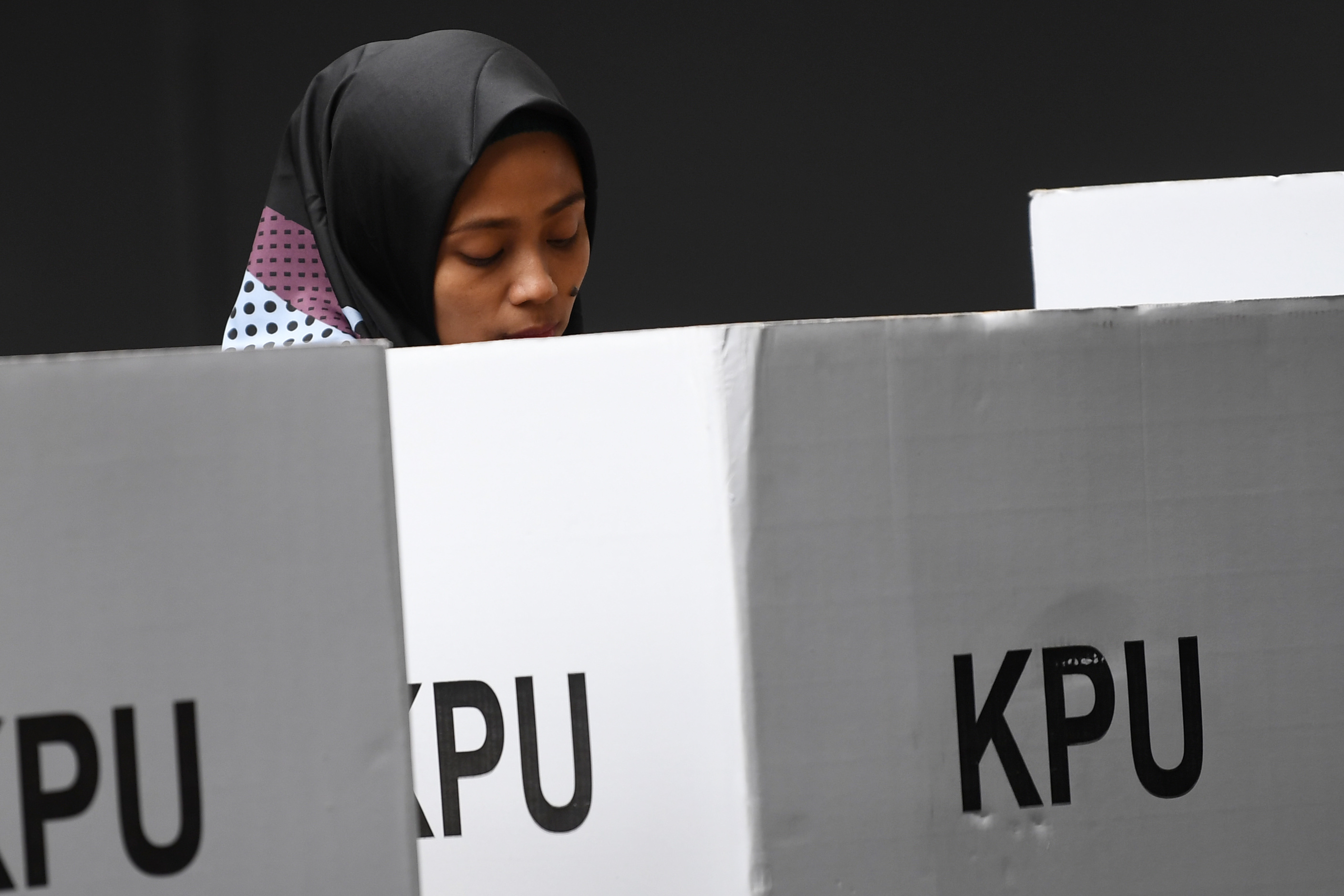 Warga menggunakan hak politiknya ketika mengikuti Pemilu 2019